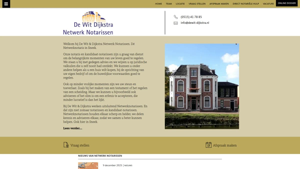 De Wit & Dijkstra Netwerk Notarissen — notariskantoor in Sneek