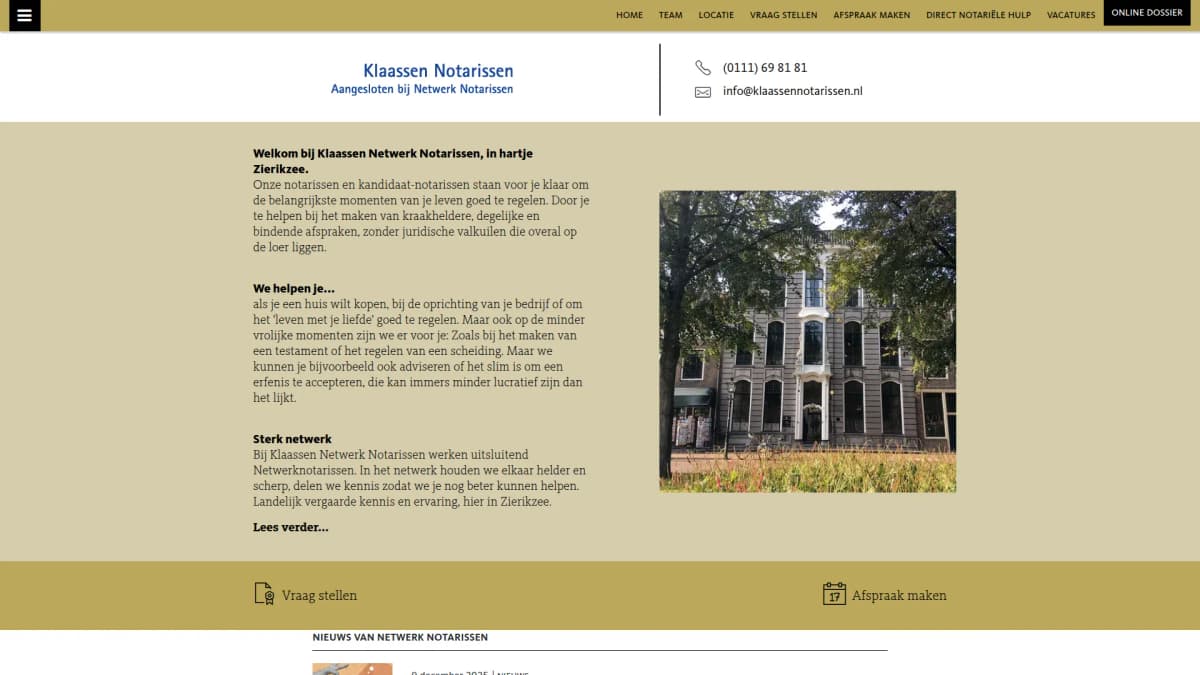Klaassen Notarissen — notariskantoor in Zierikzee