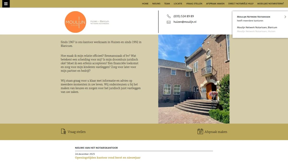 Moulijn Netwerk Notarissen — notariskantoor in Blaricum