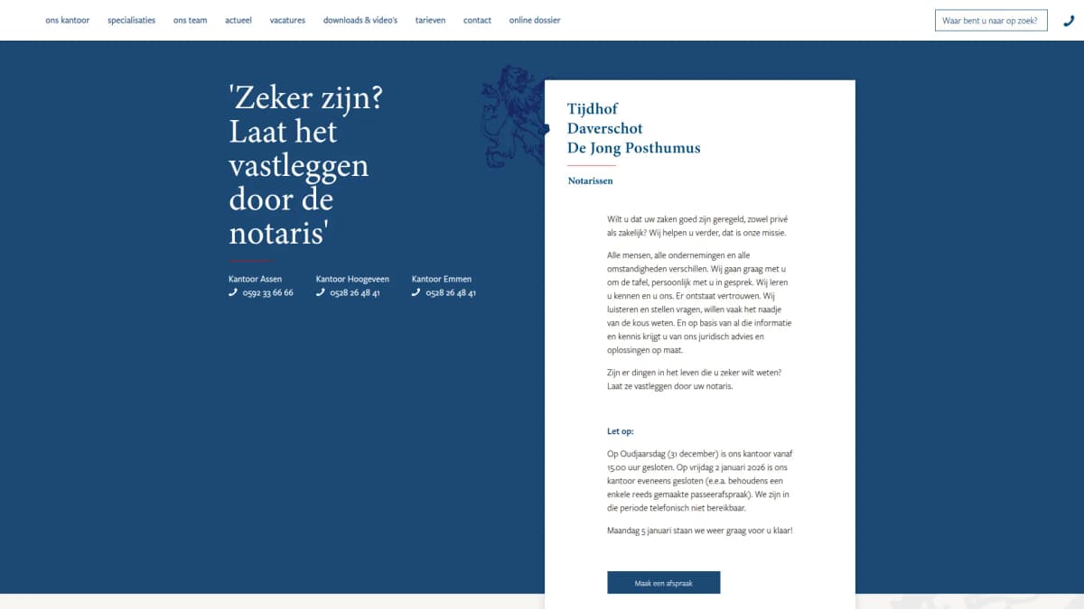 Tijdhof, Daverschot De Jong Posthumus notarissen — notariskantoor in Hoogeveen